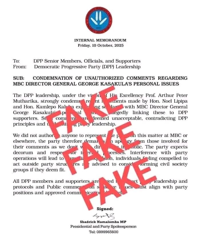 Namalomba Issues Stern Warning Over Forged Statements: “You Are Warned”