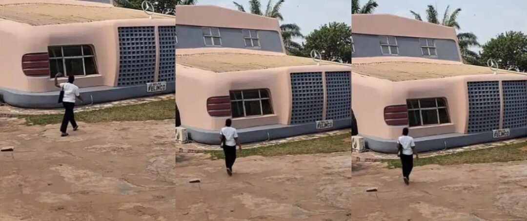 Nigerian Lady Visits Mercedes-Benz–Shaped House in Delta State, Shares What She Saw