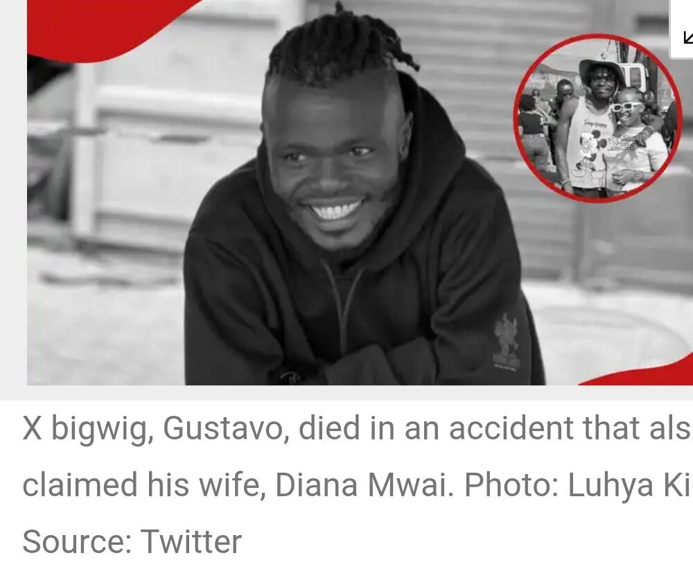 X bigwig, Gustavo, died in an accident that also claimed his wife, Diana Mwai. Photo: Luhya Kid. Source: Twitter